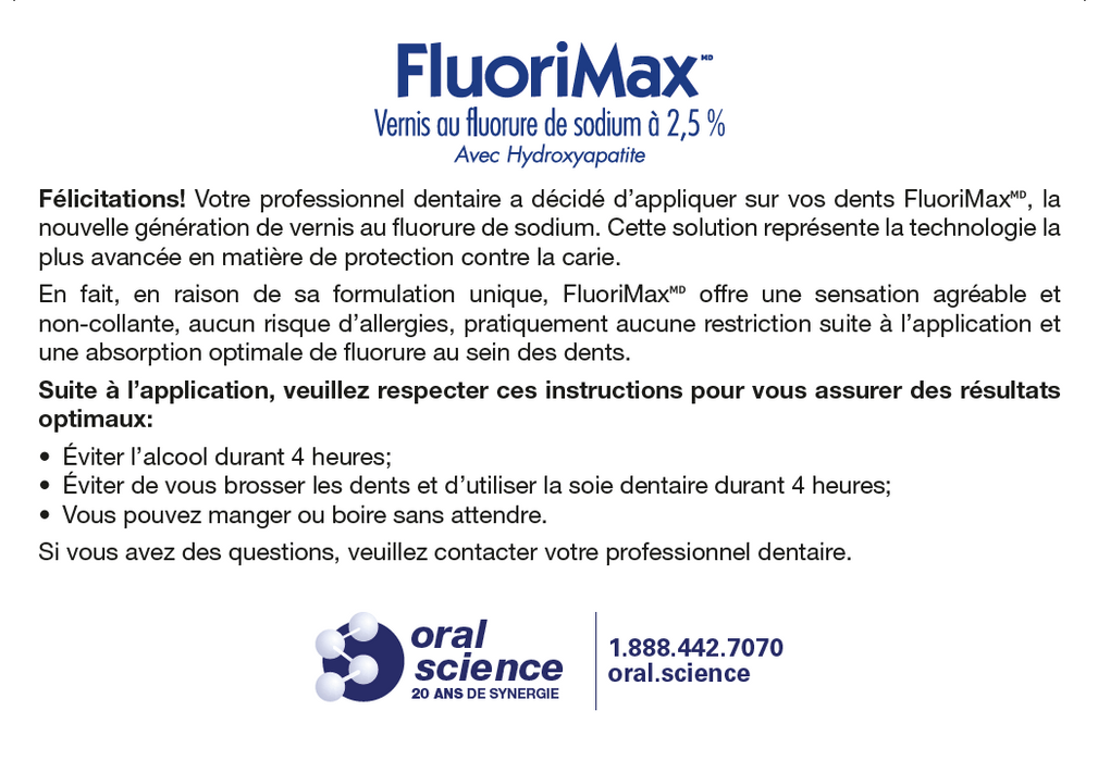 FluoriMax® — Instructions pad for patients