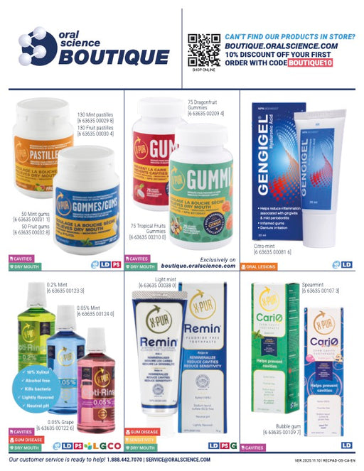 Tablettes de recommandation - X-PUR, Curaprox et Gengigel